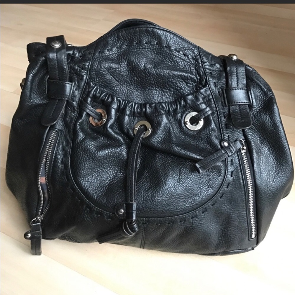 B. Makowsky Pebbled leather bag w/ silver details